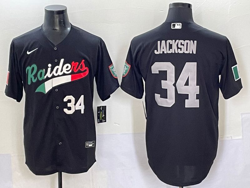 Men 2025 Oakland Raiders 34 Jackson Black Joint Name Nike Limited NFL Jersey style 63